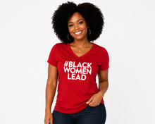 Load image into Gallery viewer, Red &amp; White #BlackWomenLead Tee