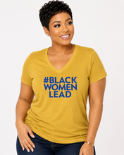 Load image into Gallery viewer, Gold and Royal Blue #BlackWomenLead Tee