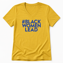 Load image into Gallery viewer, Gold and Royal Blue #BlackWomenLead Tee